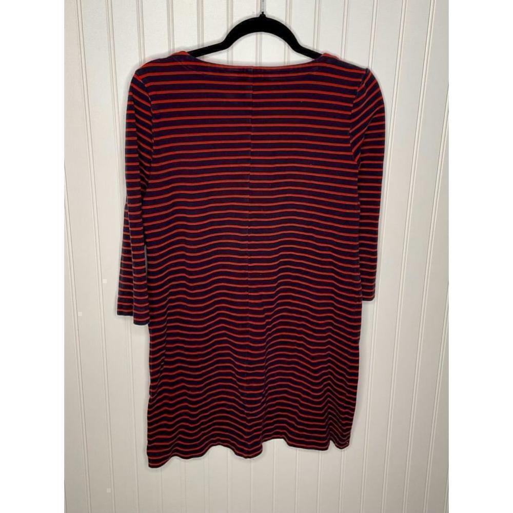 Women's J.Crew Striped Boat Neck 3/4 Sleeve T-Shirt Dress Size S Blue Red - Picture 2 of 5